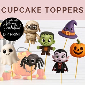 Halloween Cupcake Toppers: Spooky Party Decorations (Digital Download, PDF Files A4/US Letter Size)