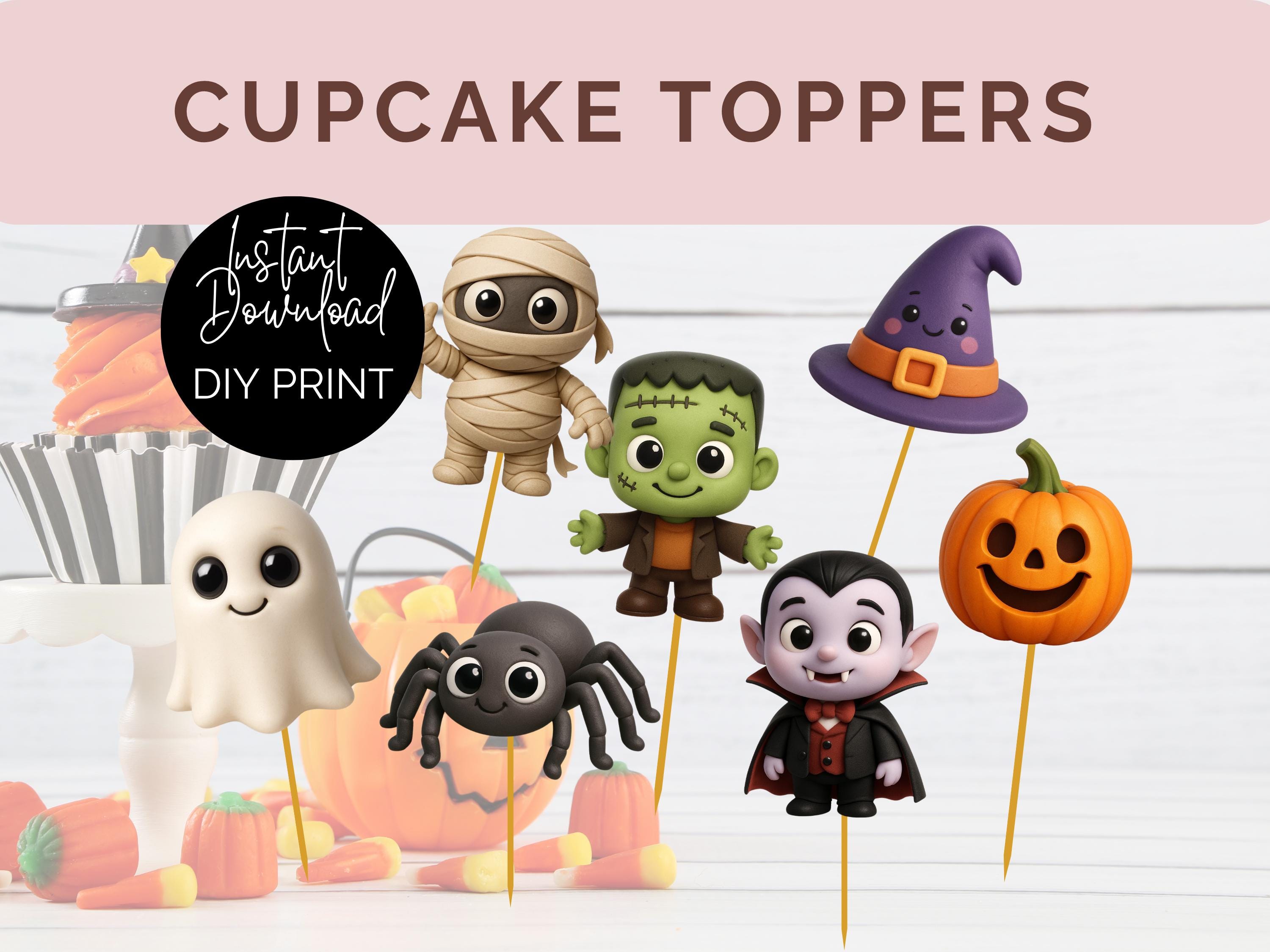 14 Stück Halloween Cupcake Topper – Süße Kuchen-Deko Mit Hexe, Kürbis, Geist & Fledermaus | Für Gruselige Partys & Kuchen