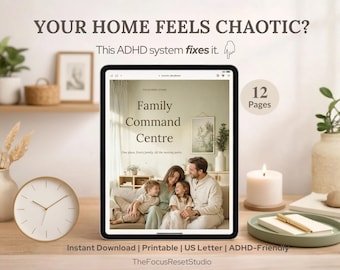 ADHD Family Command Centre | Weekly Family Dashboard | ADHD Household Planner | Chore Chart | Family Organization | Instant Download