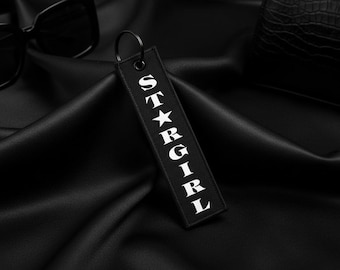 STARGIRL Keychain, Aesthetic Jet Tag, Baddie Keychain, Edgy Black Keyring, Trendy Bag Charm, Street Style Accessory