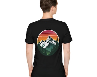 Vintage Mountain Sunset T-Shirt, Retro Nature Adventure Graphic Tee
