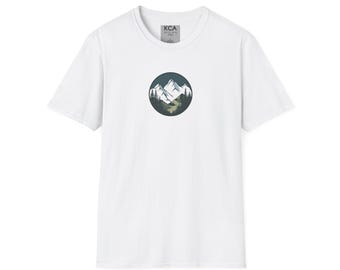 Mountain Landscape Tee | Circular Alpine Scene, Outdoor Nature Shirt