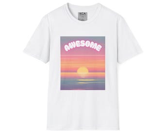 Retro oceaanT-shirt van de zonsondergang | Pastelkleurverloop strandavondafbeelding
