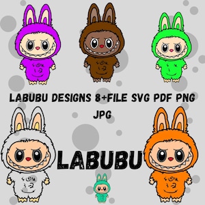 Labubu Designs SVG Bundle, Labubu Clipart, Labubu PNG, Cute Labubu Vector, Cartoon Character SVG, Cricut Cut Files, Digital Download, Labubu