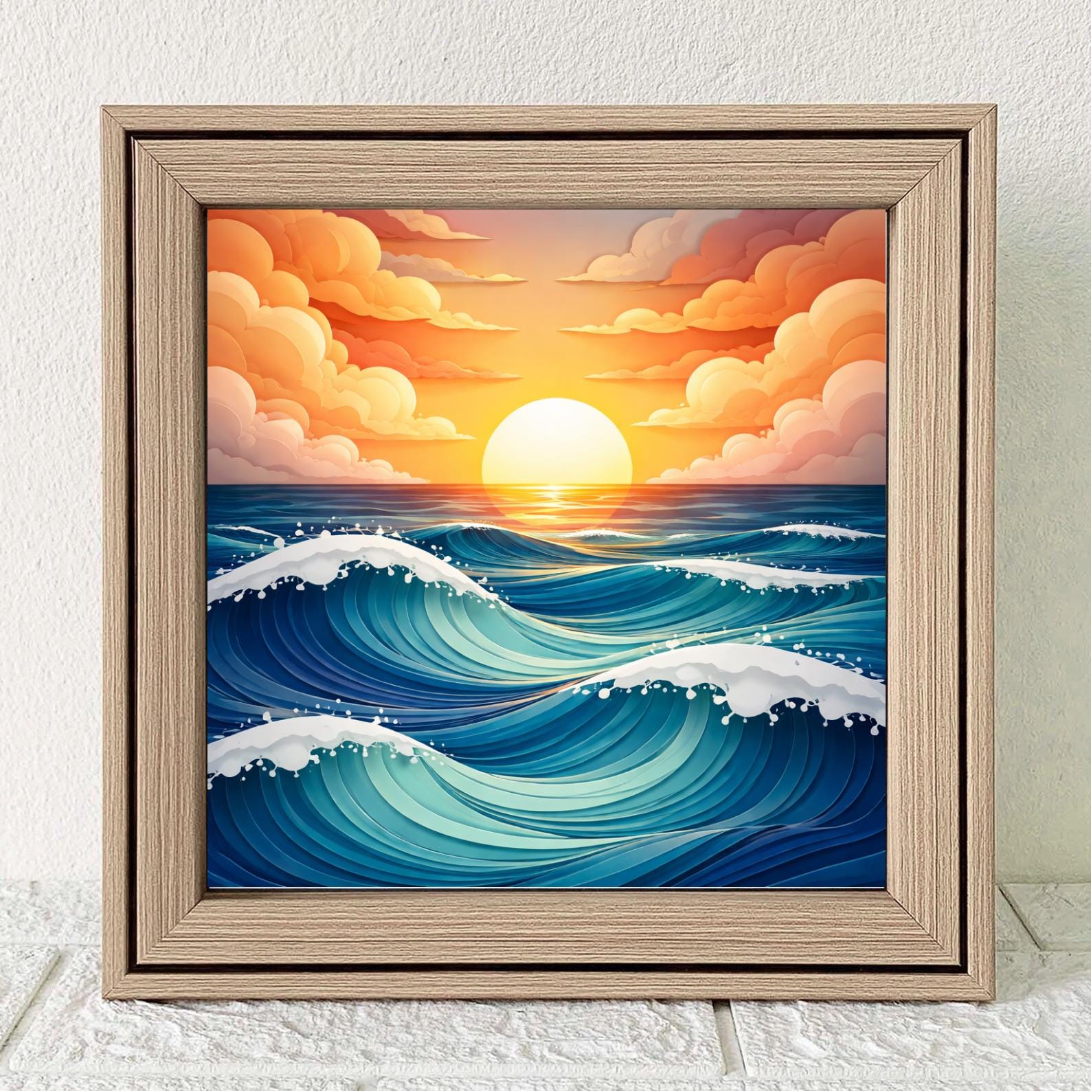 3D Sunset Beach Shadow Box SVG Template | Paper Cut Lightbox | Cricut ...