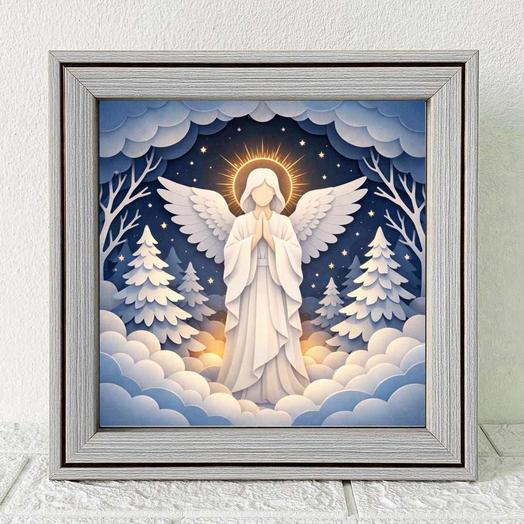 Angel Shadow Box SVG 3D | Christmas Layered Papercut Template | Digital ...