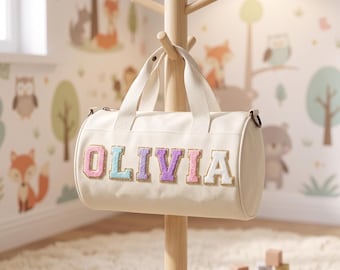Personalized Chenille Letter Cheer Dance Duffel Bag, Custom Name Overnight Travel Bag, Custom Gift for Her