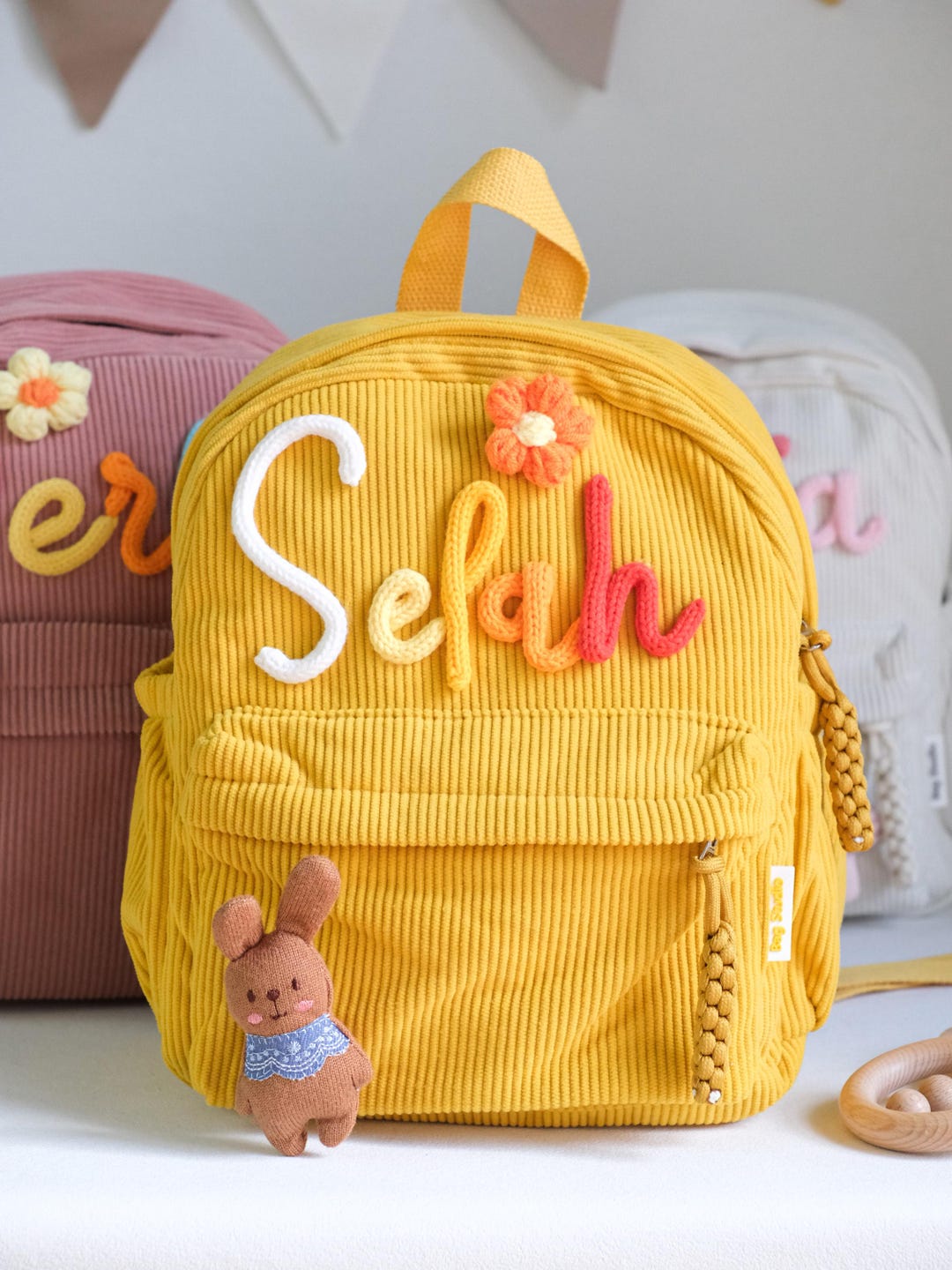 Personalized Corduroy Kids Backpack: Custom Name Toddler School Bag - Etsy