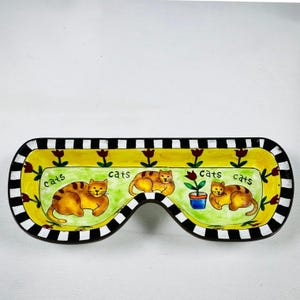 Kevin Chen enamel on copper eyeglass holder tray “Cats” design signed Vintage Kelvin Chen - Etsy Australia main image 3