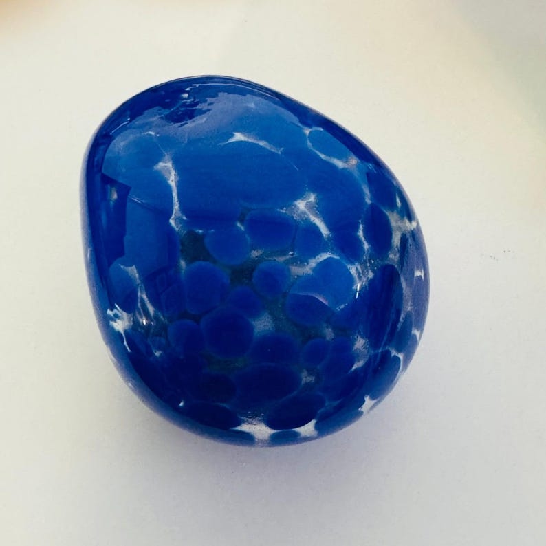 Anthropologie Art Glass Blown Pebble Paperweight Cobalt Blue by Anna Spiro image 3