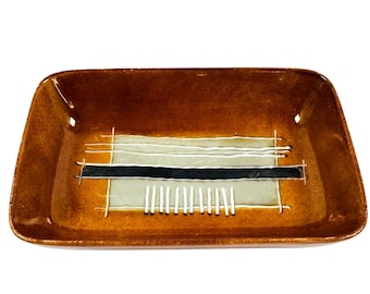 MCM Abstract Brutalist Ceramic Trinket Dish Pottery Earth Germer Signed RARE