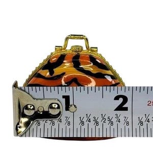 Vintage Y2K miniatuur pillendoosje tijgerprint portemonnee stijl metalen scharnierend deksel Safari afbeelding 5