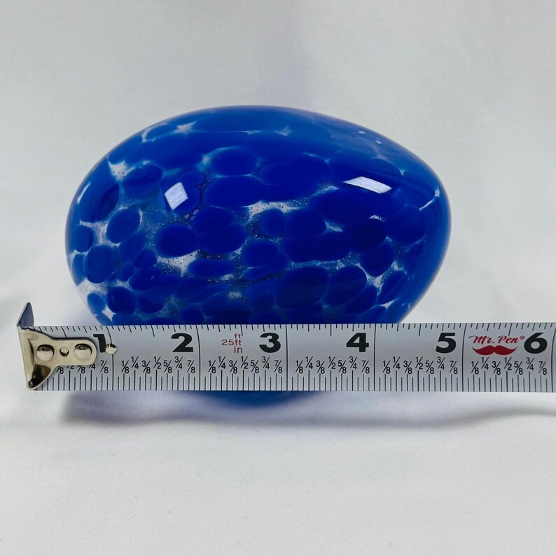 Anthropologie Art Glass Blown Pebble Paperweight Cobalt Blue by Anna Spiro image 7