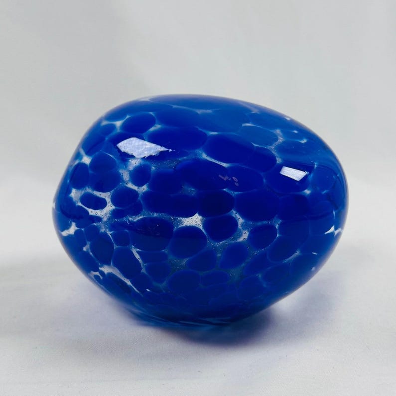 Anthropologie Art Glass Blown Pebble Paperweight Cobalt Blue by Anna Spiro image 4
