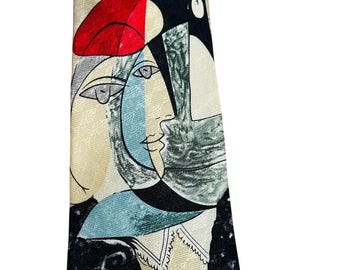 Picasso Marie Therese 1937 Corbata de seda hecha a mano en Italia Arte Art Déco Cubismo años 90