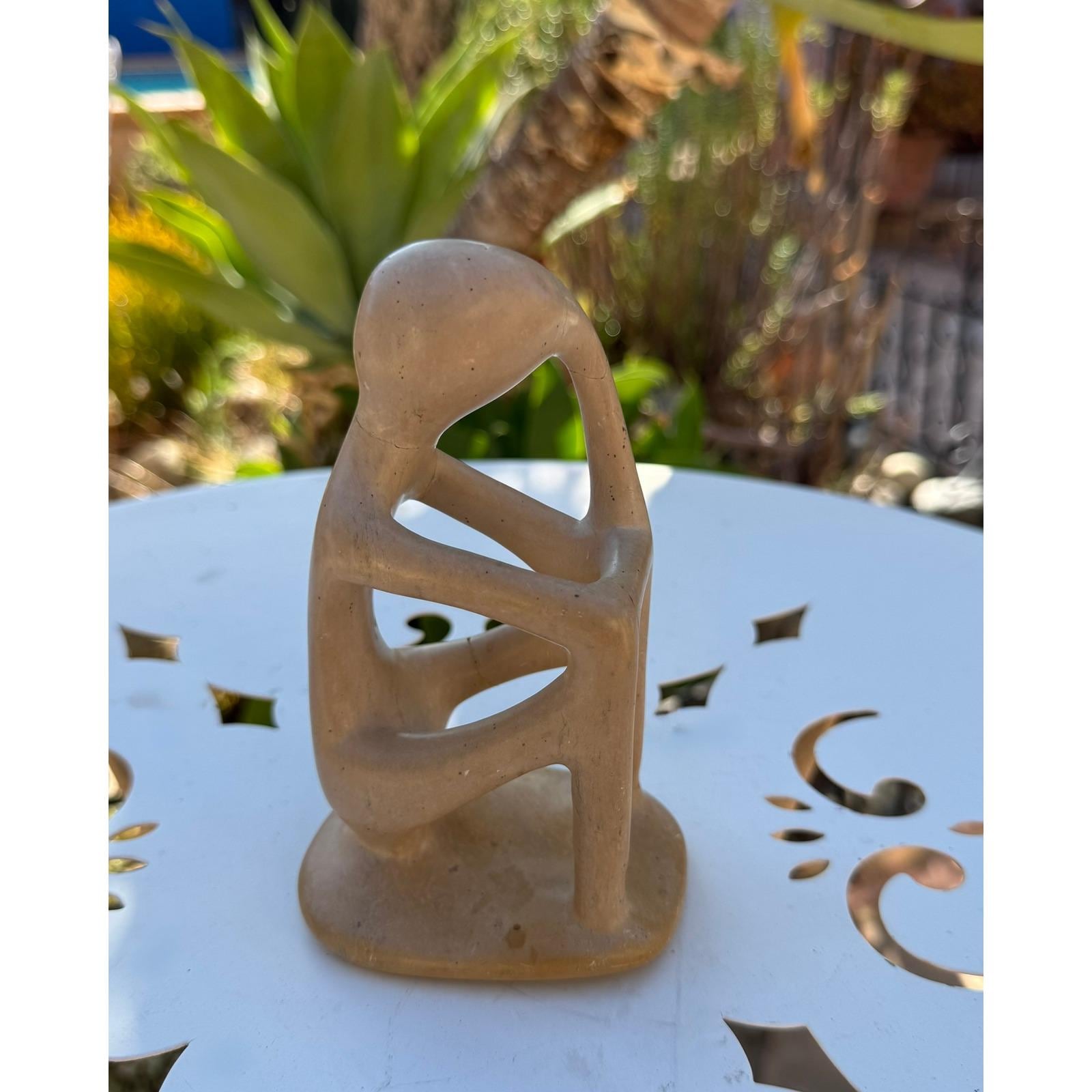 Kenya African Soapstone the Thinker Abstract Sculpture Kisii