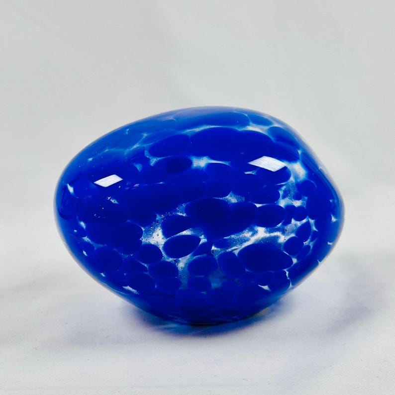Anthropologie Art Glass Blown Pebble Paperweight Cobalt Blue by Anna Spiro image 5