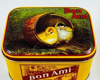 Bon Ami VTG Scouring Soap Chick Tin Advertising Box Ben Austrian Art Farmhouse
