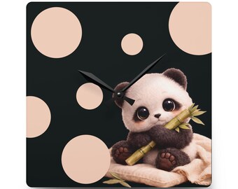 Baby Panda, Acrylic Wall Clock