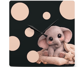 Baby Elephant, Acrylic Wall Clock