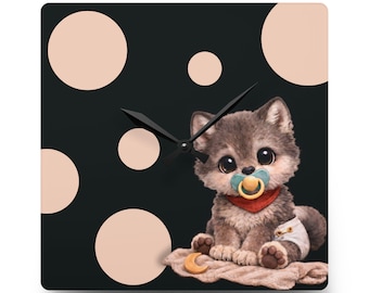 Baby Wolf Acrylic Wall Clock