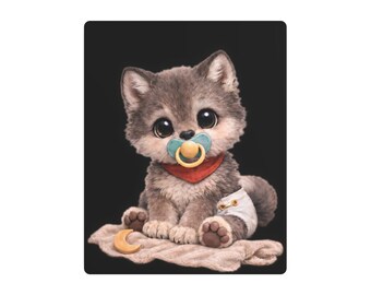 Baby Wolf, Metal Art Sign