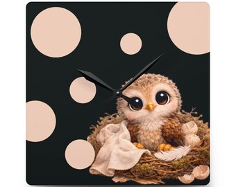 Baby Owl, Acrylic Wall Clock
