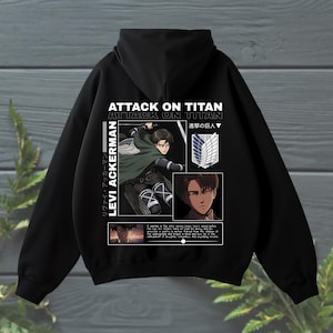Levi Ackerman Hoodie | Attack on Titan Hoodie | Anime Streetwear | Survey Corps Graphic Hoodie | Japanese Manga Pullover | Unisex Anime Gift