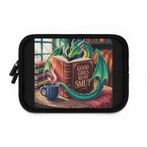 Dragon Themed Laptop Sleeve for Book Lovers, Cute Computer Case, Gift for Readers, Fantasy Accessories, Good Girls Read Smut