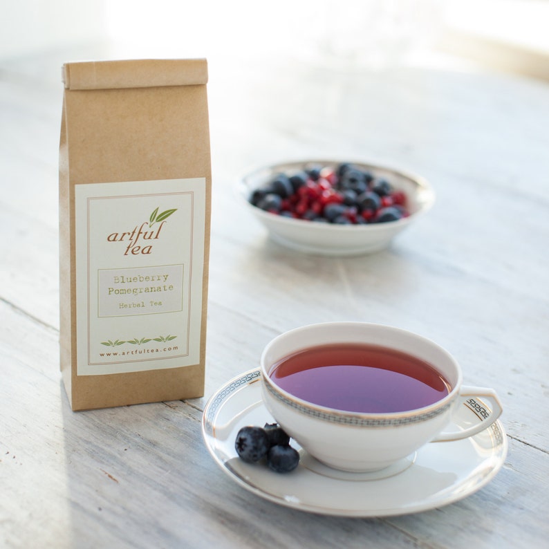 Blueberry Pomegranate Herbal Tea 8 oz. Kraft Bag Luxury Etsy