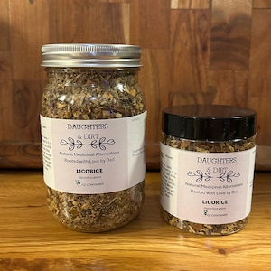 Organic Licorice Root | Dried Herb Tea Blend Ingredient | 8oz or 16oz Jar | Daughters & Dirt