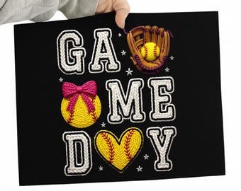 Game Day Softball PNG, Faux Yarn Softball Png, Latch Hook Yarn Softball png, Game Day Shirt design, Softball season png, Softball Mama png