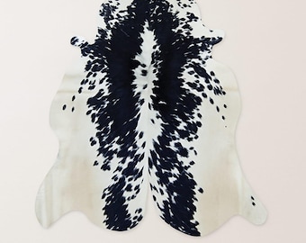 Natural Black & White Cowhide Rug: Handmade Leather Area Rug