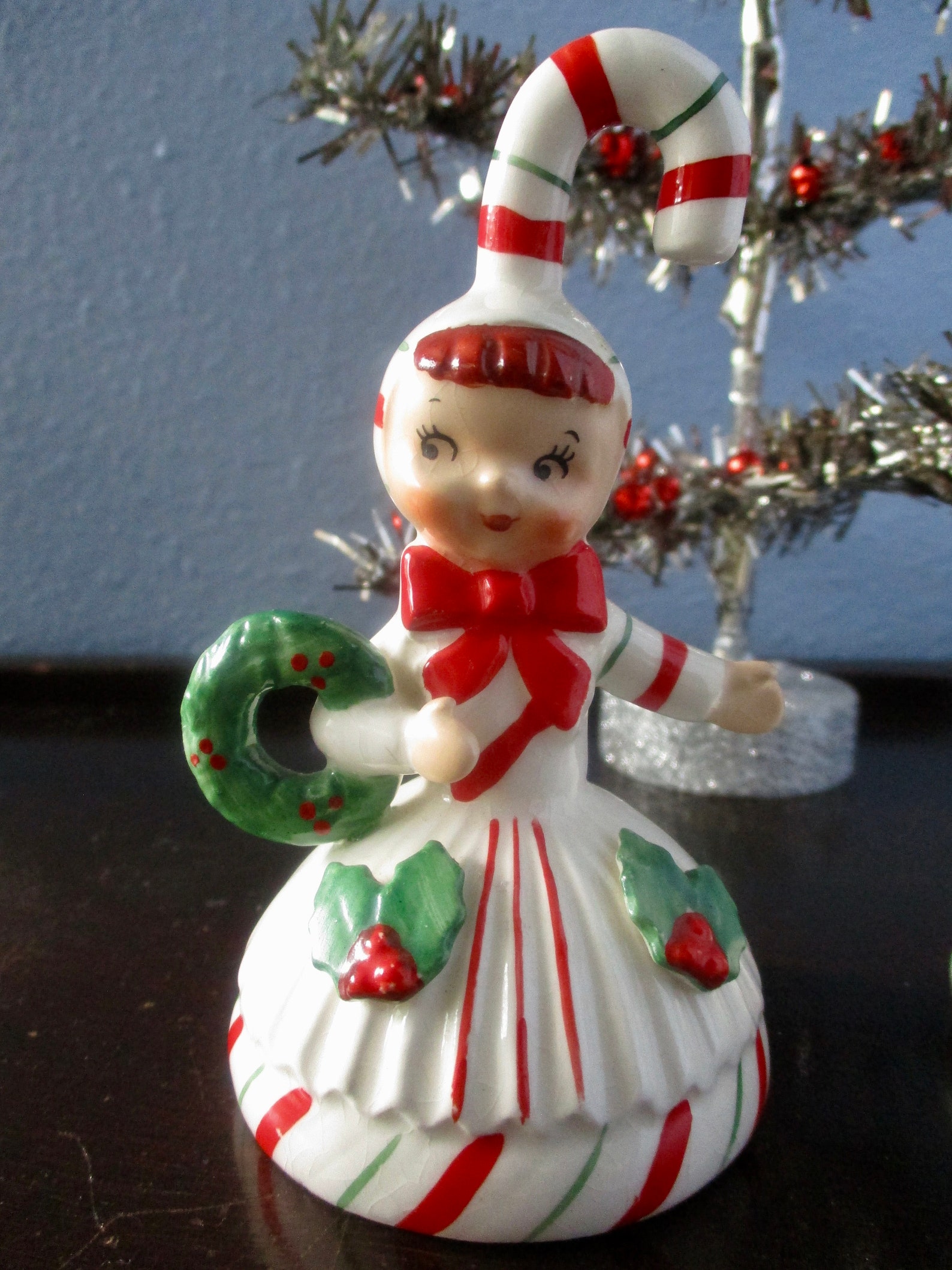 Lefton Christmas Figurines Candy Cane Girls Christmas Bells | Etsy