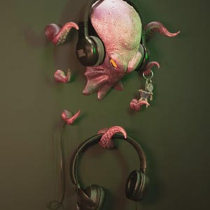 Octopus Tentacle Wall Hook – Unique Headphone & Key Holder – Nautical Kraken Decor for Gamers, Office and Home