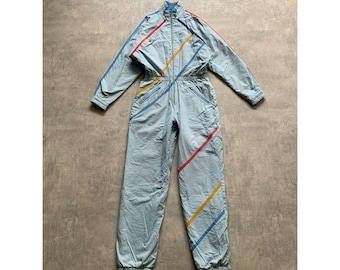 Vintage 80er Adidas Ski Suit Overall Made in West Germany Baumwolle Blau Size S