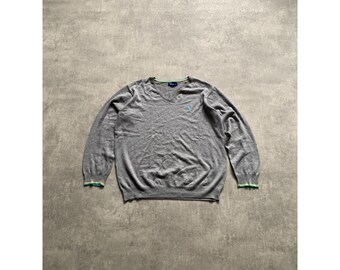 Suéter Fred Perry con cuello en V para hombre, talla XL, gris