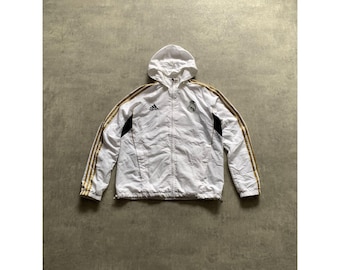 Adidas Real Madrid windstopper windbreaker full zip jacket size L XL mens white