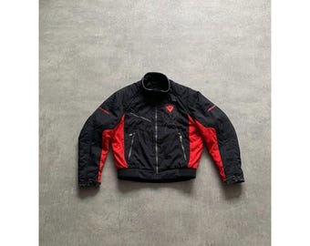 Dainese Motorcycle Moto Mens Safety Jacket Size 50 black red moto wear