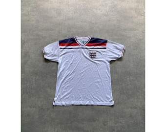 England Home football t-shirt 1980/1983 Jersey Retro Soccer Score Draw size XL white