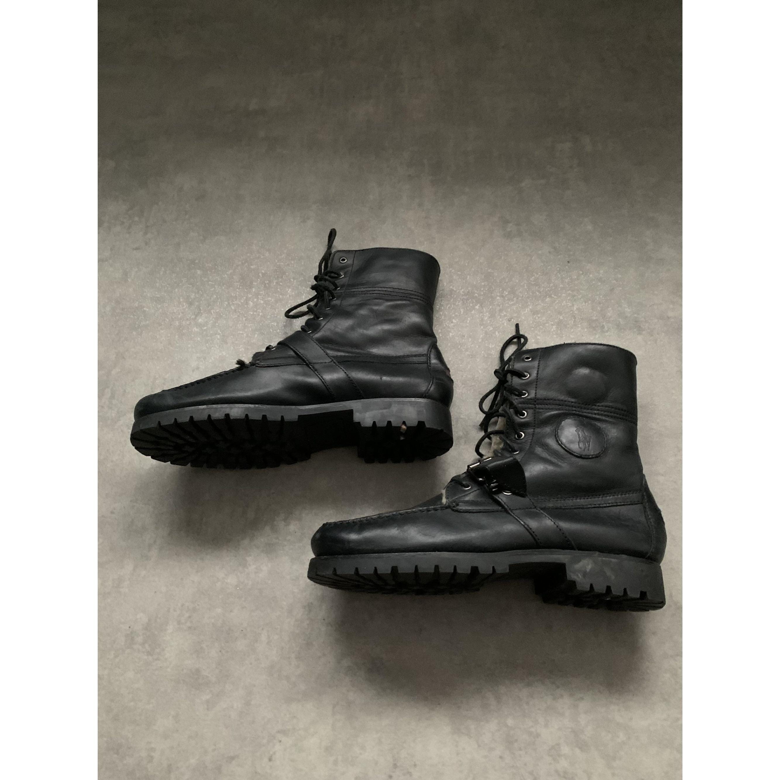 Polo Ralph Lauren Polo Country Black Leather Lace-Up Buckle Boots Mens Size 11 Polo Ralph Lauren Ranger Polo Boots NEFNYC – New Edition Fashion main image 4