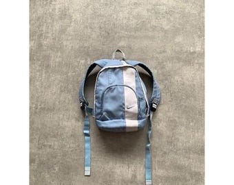 Nike Vintage 1990's/2000's Faux Leather Blue Mini Backpack F1 JPM