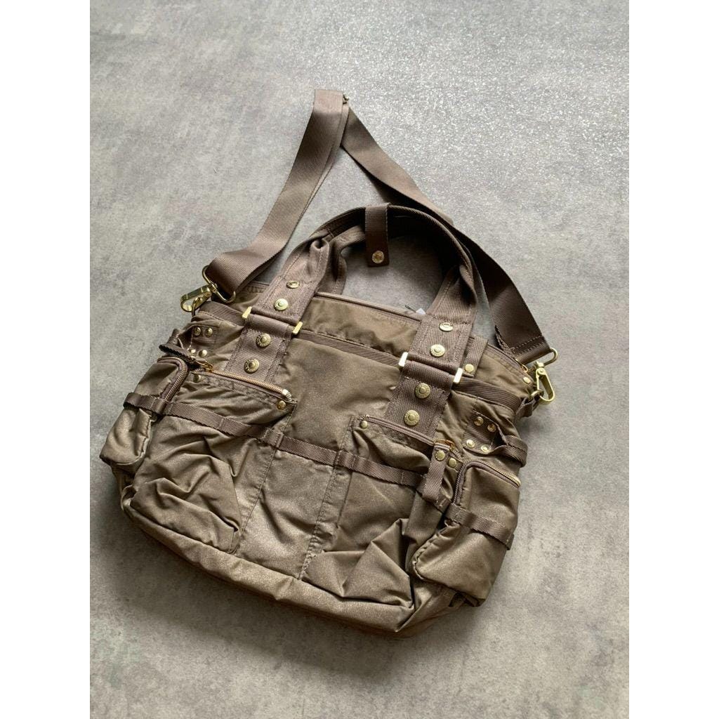 GGL George Gina & Lucy 6ix Handle Shoulder Womens Bag Brown Gold