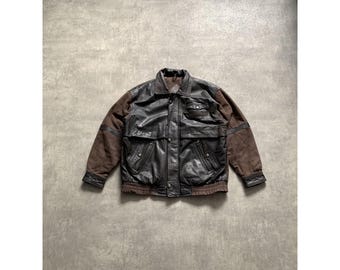 Vintage Berto Lucci Rugged Patchwork Multipocket Genuine Leather
