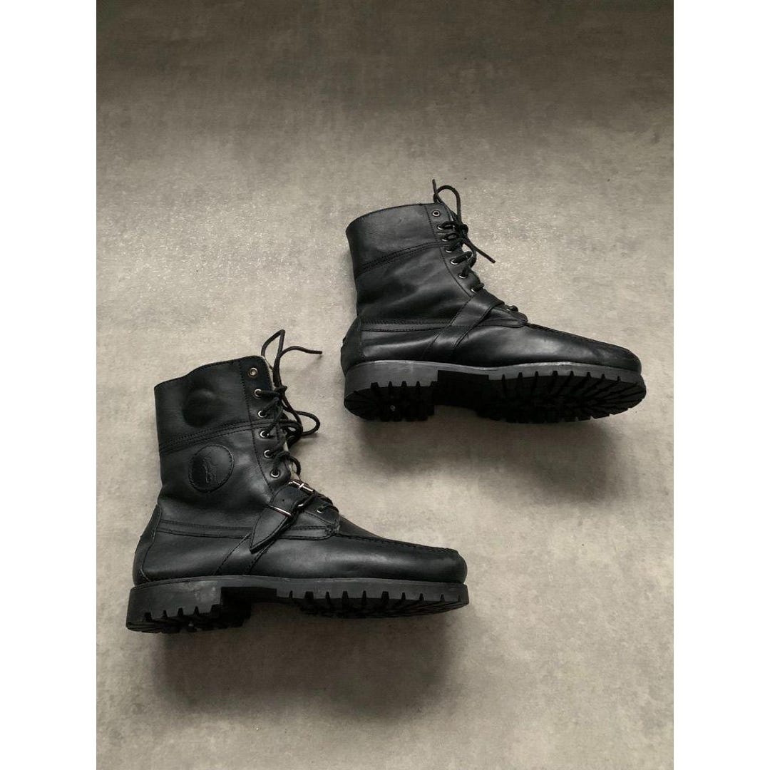 Polo Ralph Lauren Ranger Black Lace up Buckle Boots Size 46  display picture 1