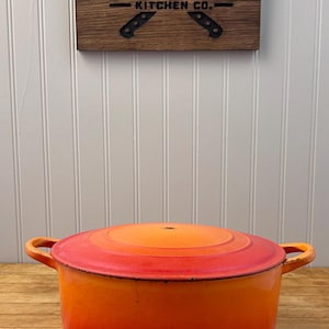 Le Creuset Size 24 Dutch Oven – 4.5 Qt Flame Orange – Vintage Cast Iron – Rough Condition – Missing Knob
