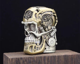 Steampunk Skull Feuerzeug: Vintage Metall Zahnrad Design, Gothic Sammlerstück