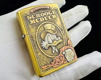 Encendedor Zippo Scrooge McDuck – Latón antiguo, el pato más rico del mundo, regalo de coleccionista de Disney DuckTales