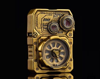Cyberpunk Steampunk Zippo Lighter: Mechanical Gear Design, Collectible Gift