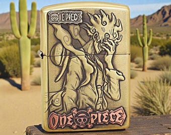 Encendedor Zippo de One Piece, diseño grabado de Luffy Gear 5, encendedor metálico de anime
